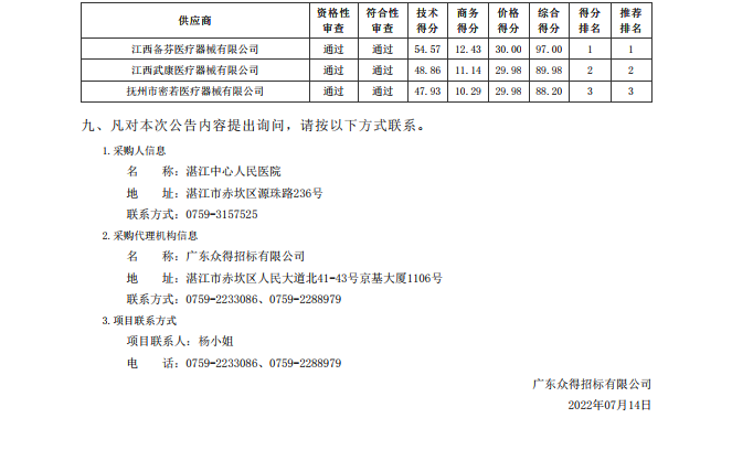 湛江中心人民醫院醫療設備采購項目【項目編號：ZDZJ22-Z18021】包2結果公告(圖2)